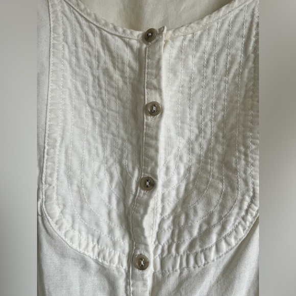 Mango Womens White Peasant Cottagecore Prairie Cotton Button Down Dress Medium - Picture 7 of 14